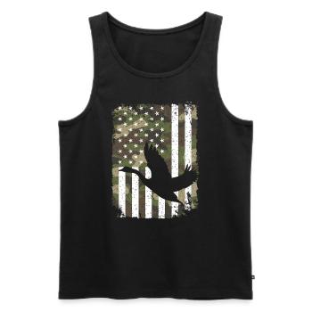 Goose Hunting Camo US Flag Camouflage for Hunters - Men's Premium Organic Tank Top - black - Front - AI Model Male 178 light (178cm)