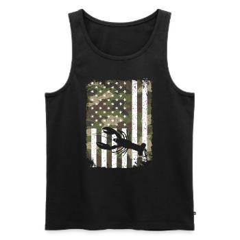 Homard Sur Camouflage Drapeau US Rétro Américain - Débardeur bio Premium Homme - noir - Devant - AI Model Male 178 light (178cm)