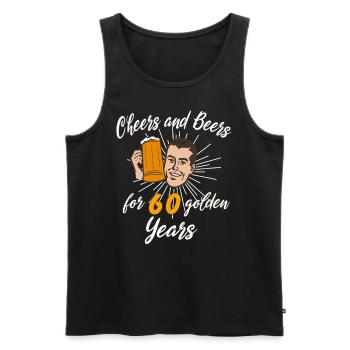 Cheers and Beer for 60 golden Years - Männer Premium Bio Tank Top - Schwarz - Vorne - AI Model Male 178 light (178cm)