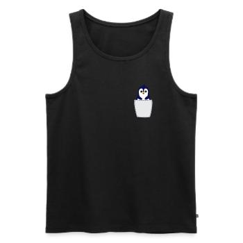 Pinguin in Brusttasche Pinguin in Tasche - Männer Premium Bio Tank Top - Schwarz - Vorne - Michal (187cm)