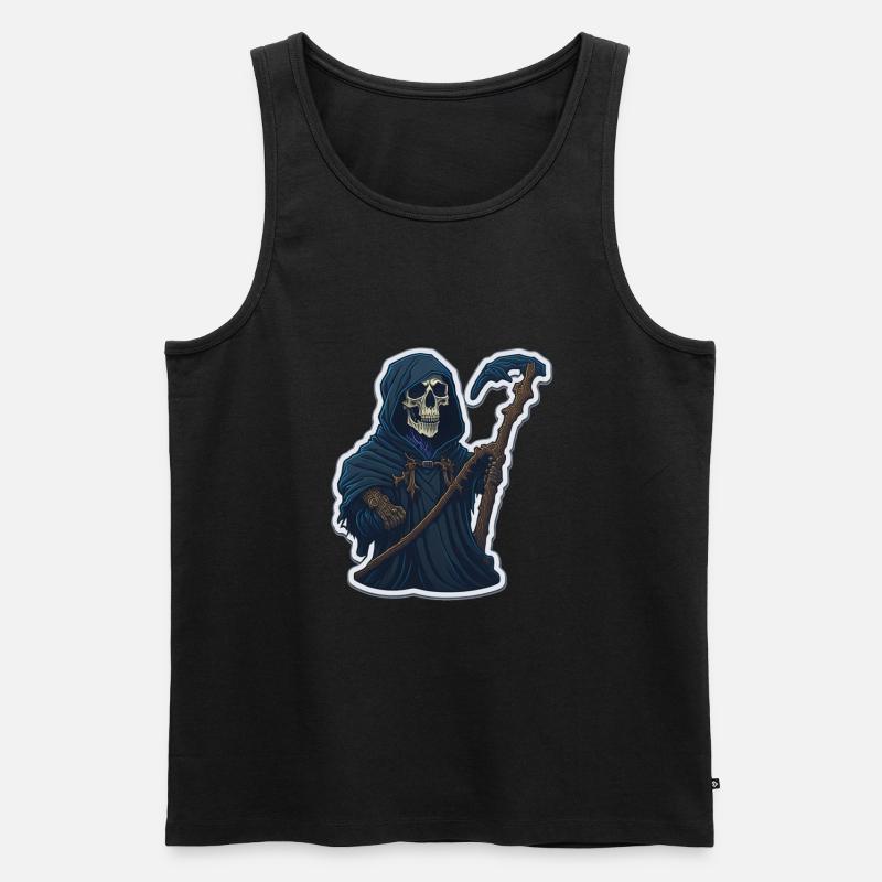 Sensenmann-Totenkopf-Halloween - Männer Premium Bio Tank Top - Schwarz