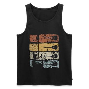 Retro Guitar Musician Guitarist Rock Music - Men's Premium Organic Tank Top - black - Front - Michal (187cm)