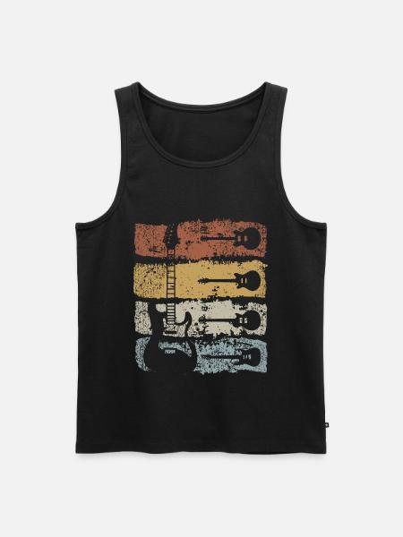 Rétro Guitare Musicien Guitariste Rock Musique - Débardeur bio Premium Homme - noir
