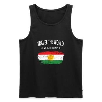 Voyages à travers le monde ->Kurdistan - Débardeur bio Premium Homme - noir - Devant - AI Model Male 178 light (178cm)
