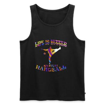 Handball - Männer Premium Bio Tank Top - Schwarz - Vorne - Michal (187cm)