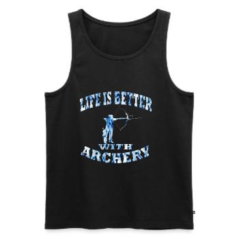 Bogenschießen - Männer Premium Bio Tank Top - Schwarz - Vorne - AI Model Male 178 light (178cm)