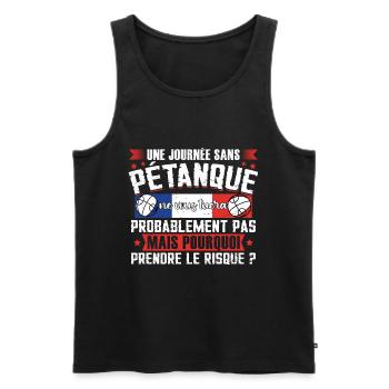 Joueur de pétanque bouliste boccia humour - Débardeur bio Premium Homme - noir - Devant - Michal (187cm)