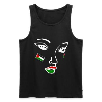 Free palestine women face - Men's Premium Organic Tank Top - black - Front - AI Model Male 178 light (178cm)