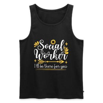 Soziale Arbeit | Sonnenblumen | Sozialarbeiter - Männer Premium Bio Tank Top - Schwarz - Vorne - Michal (187cm)