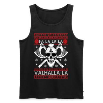 FALALALA VALHALLA LA - VIKING UGLY XMAS SWEATER - Men's Premium Organic Tank Top - black - Front - AI Model Male 178 light (178cm)