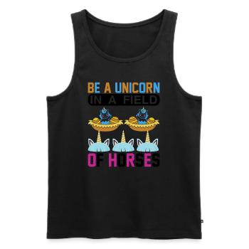 Sei ein Einhorn auf einer Pferdewiese Unicorn - Männer Premium Bio Tank Top - Schwarz - Vorne - Michal (187cm)