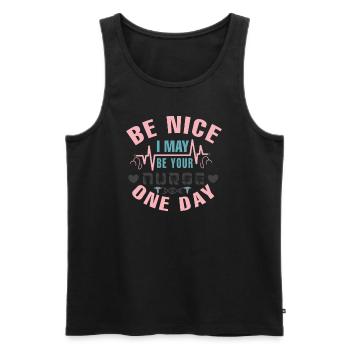 Sei nett, ich könnte deine Krankenschwester sein - Männer Premium Bio Tank Top - Schwarz - Vorne - AI Model Male 178 light (178cm)