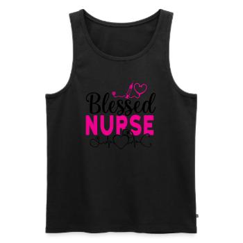 Blessed Nurse - Men's Premium Organic Tank Top - black - Front - AI Model Male 178 light (178cm)