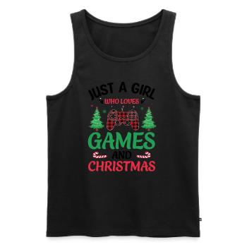 Just a girl who loves games Norwegian patterns - Men's Premium Organic Tank Top - black - Front - AI Model Male 178 light (178cm)