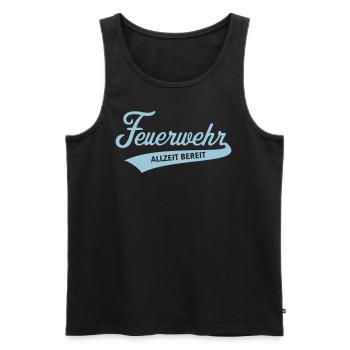 Feuerwehr – Allzeit Bereit (Feuerwehrmann Skyblue) - Männer Premium Bio Tank Top - Schwarz - Vorne - Michal (187cm)