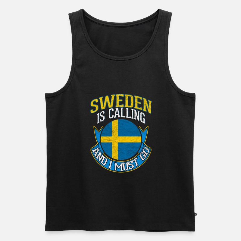 Schweden - Männer Premium Bio Tank Top - Schwarz