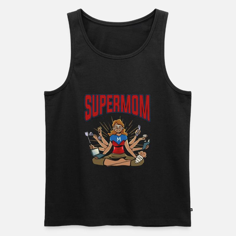 Mutterschaft Mutter Superheld Supermama Supermom - Männer Premium Bio Tank Top - Schwarz