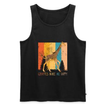 Animaux girafe animaux amour safari afrique jungle - Débardeur bio Premium Homme - noir - Devant - Michal (187cm)
