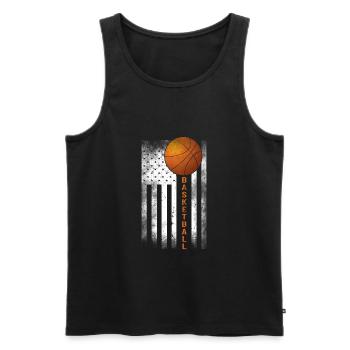 Basketball USA Amerika Flagge Basketballer - Männer Premium Bio Tank Top - Schwarz - Vorne - Michal (187cm)