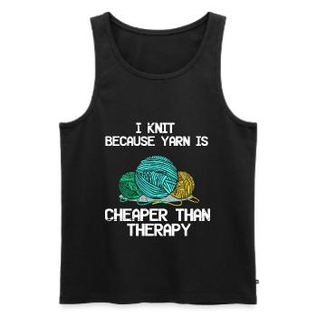 Stricken ist besser als Therapy Stricken Nadeln - Männer Premium Bio Tank Top - Schwarz - Vorne - Michal (187cm)