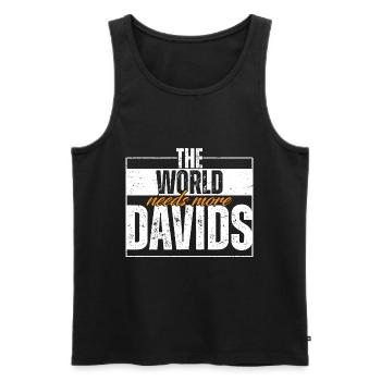The World Needs More Davids - Men's Premium Organic Tank Top - black - Front - AI Model Male 178 light (178cm)