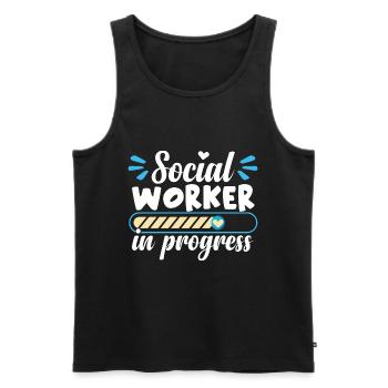 Sozialarbeiterin Frauen - Männer Premium Bio Tank Top - Schwarz - Vorne - Michal (187cm)