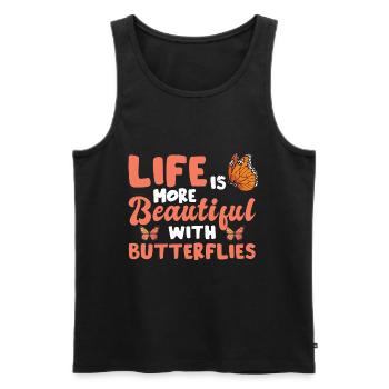 Life Is More Beautiful With Butterflies - Men's Premium Organic Tank Top - black - Front - Michal (187cm)
