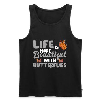 Life Is More Beautiful With Butterflies - Men's Premium Organic Tank Top - black - Front - Michal (187cm)