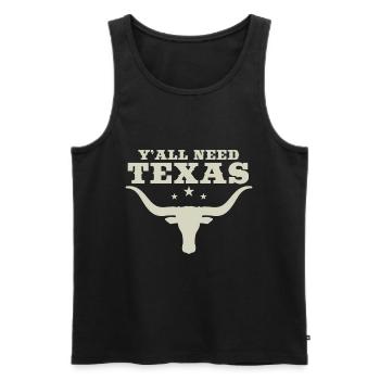 Vous avez tous besoin du Texas - Débardeur bio Premium Homme - noir - Devant - AI Model Male 178 light (178cm)