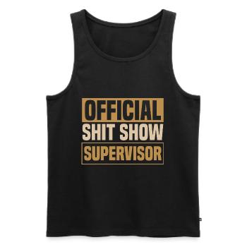 Sarcasm Shit Show Supervisor Retro - Men's Premium Organic Tank Top - black - Front - AI Model Male 178 light (178cm)