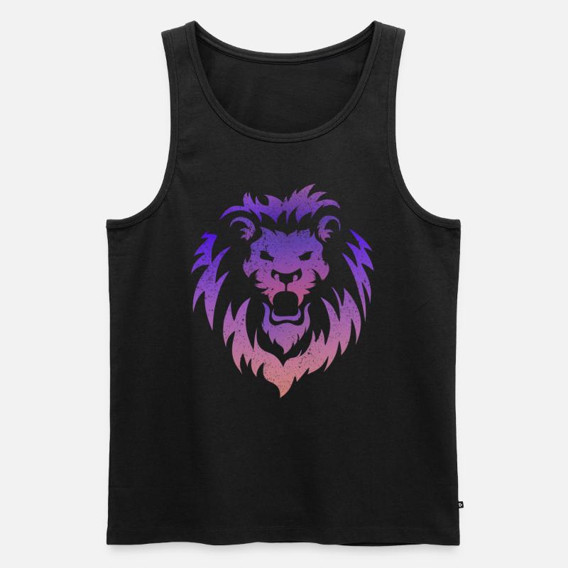 Löwen Kopf Tribal - Männer Premium Bio Tank Top - Schwarz