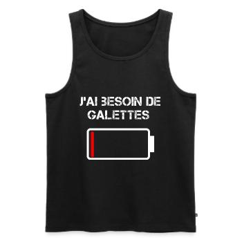 J'ai Besoin De Galettes - Débardeur bio Premium Homme - noir - Devant - AI Model Male 178 light (178cm)