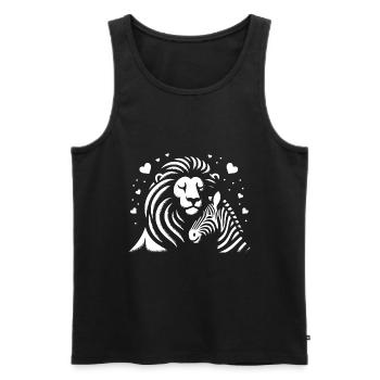 Leo et Zèbre Amour et amitié - Débardeur bio Premium Homme - noir - Devant - AI Model Male 178 light (178cm)