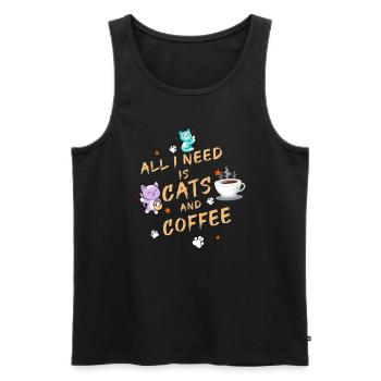 All I Need Is Cats And Coffee Barista Caffeine - Men's Premium Organic Tank Top - black - Front - AI Model Male 178 light (178cm)