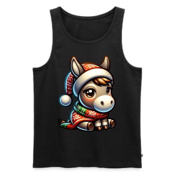 Weihnachten Esel - Männer Premium Bio Tank Top - Schwarz - Vorne - Michal (187cm)