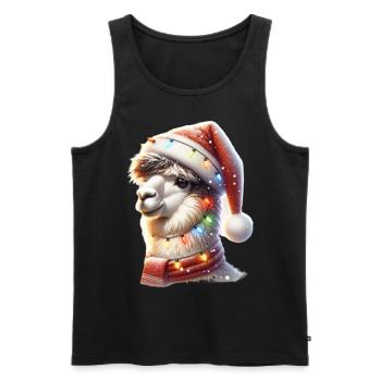 Lama - Men's Premium Organic Tank Top - black - Front - Michal (187cm)