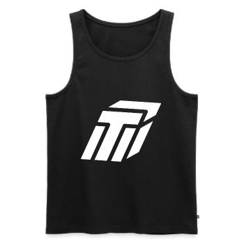 Résumé t lettre - Débardeur bio Premium Homme - noir - Devant - AI Model Male 178 light (178cm)