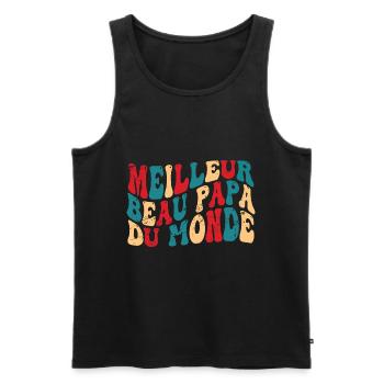 Meilleur Beau Papa Du Monde | Beau-Père - Débardeur bio Premium Homme - noir - Devant - Michal (187cm)