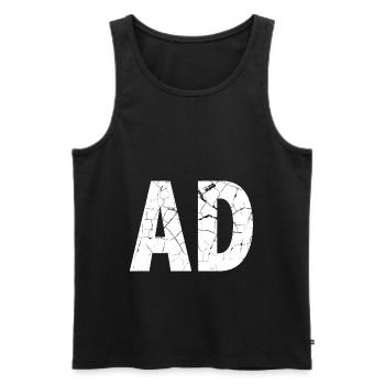 Distressed Vintage AD Schriftzug Werbung - Männer Premium Bio Tank Top - Schwarz - Vorne - AI Model Male 178 light (178cm)
