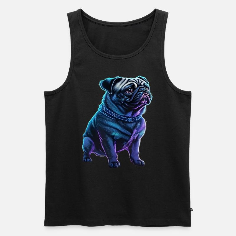 Futuristischer Neon-Mops - Männer Premium Bio Tank Top - Schwarz