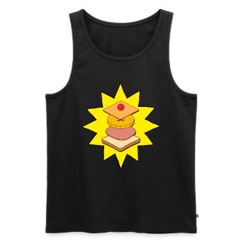 Toast Hawaii gestapelt - Ab in den Ofen - Lecker! - Männer Premium Bio Tank Top - Schwarz - Vorne - Michal (187cm)