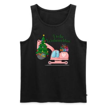 Excavator Merry Christmas Pink - Men's Premium Organic Tank Top - black - Front - Michal (187cm)