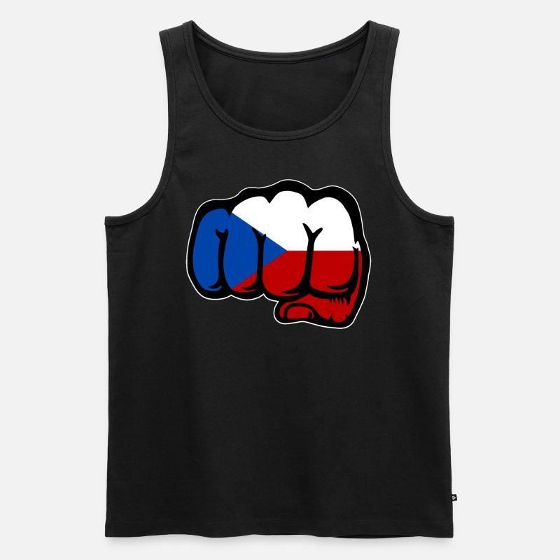 Tschechien Faust Flagge - Männer Premium Bio Tank Top - Schwarz
