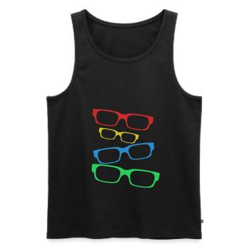 Design avec des lunettes colorées avec des montures de lunettes - Débardeur bio Premium Homme - noir - Devant - Michal (187cm)
