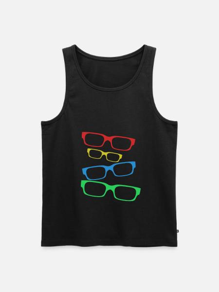 Design med farverige briller med brilleramme - Herre Premium økologisk tanktop - sort