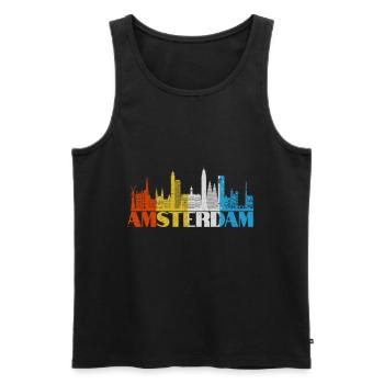 Amsterdam T-shirt Pays-Bas Souvenir Hollande - Débardeur bio Premium Homme - noir - Devant - Michal (187cm)