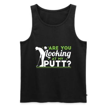 Siehst du meinen Putt an? - Männer Premium Bio Tank Top - Schwarz - Vorne - AI Model Male 178 light (178cm)
