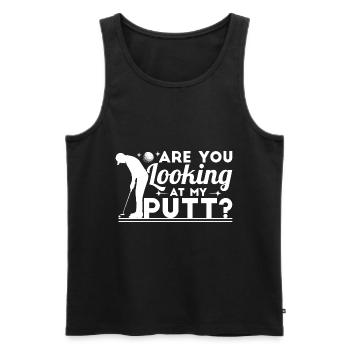 Siehst du meinen Putt an? - Männer Premium Bio Tank Top - Schwarz - Vorne - AI Model Male 178 light (178cm)