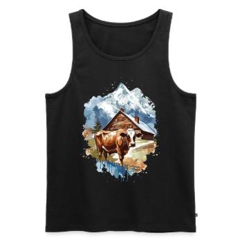 Zermatt, Matterhorn, Matterhorn mountain, hiker - Men's Premium Organic Tank Top - black - Front - AI Model Male 178 light (178cm)