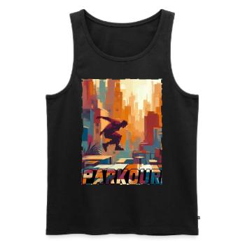 Parkour - Men's Premium Organic Tank Top - black - Front - AI Model Male 178 light (178cm)